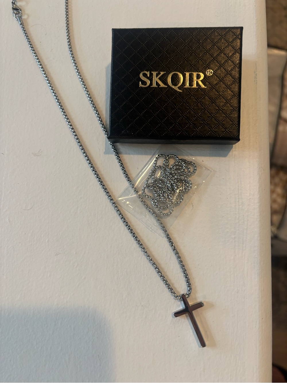 Stainless Steel Black Cross Pendant Necklace for Men